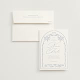"Ocean Dreams" - Wedding Invitations in Pale Cerulean by Sabrin Deirani - Invitation with Envelope