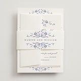 "Daisy Toile" - Wedding Invitations in Blue Willow by Susan Zinader - Assembled with Belly Band