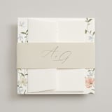 "Garden View" - Wedding Invitations in Peach by Everett Paper Goods - Assembled with Belly Band