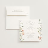 "Garden View" - Wedding Invitations in Peach by Everett Paper Goods - Invitation with Envelope