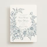 "Wreath In Bloom" - Wedding Invitations in Lake by Leah Bisch - Front