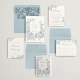 "Wreath In Bloom" - Wedding Invitations in Lake by Leah Bisch - Invitation Suite