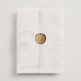 "Wreath In Bloom" - Wedding Invitations in Lake by Leah Bisch - Assembled with Vellum Wrap and Wax Seal