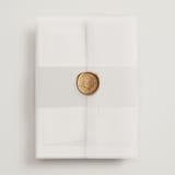 "Initial" - Wedding Invitations in Pearl by Jennifer Postorino - Assembled with Vellum Wrap and Wax Seal