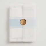 "Mediterraneo" - Wedding Invitations in Ocean by Pati Cascino - Assembled with Vellum Wrap and Wax Seal