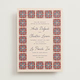 "Block Print Tile" - Wedding Invitations in Terracotta by Katharine Watson - Front