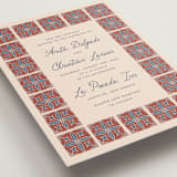 "Block Print Tile" - Wedding Invitations in Terracotta by Katharine Watson - Detail