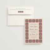 "Block Print Tile" - Wedding Invitations in Terracotta by Katharine Watson - Invitation with Envelope