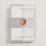 "Threaded" - Wedding Invitations in Suit by Pixel and Hank - Assembled with Vellum Wrap and Wax Seal