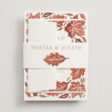 "Watercolor Fallen Leaves" - Wedding Invitations in Copper by Katharine Watson - Assembled with Belly Band
