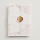 "Watercolor Fallen Leaves" - Wedding Invitations in Copper by Katharine Watson - Assembled with Vellum Wrap and Wax Seal