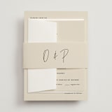 "Signed" - Wedding Invitations in Champagne by JoAnn Jinks - Assembled with Belly Band