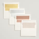 "Modern Aligned" - Wedding Invitations in Creampuff by Carolyn MacLaren - Envelope Liner Options