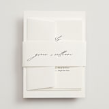 "Delicate Script" - Wedding Invitations in Cotton by Angela Thompson - Assembled with Belly Band