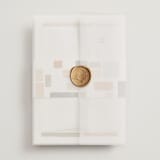 "Concord" - Wedding Invitations in Moss by Robert and Stella - Assembled with Vellum Wrap and Wax Seal