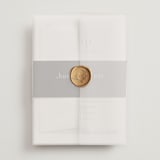 "Aligning" - Wedding Invitations in Tuxedo by Genna Blackburn - Assembled with Vellum Wrap and Wax Seal