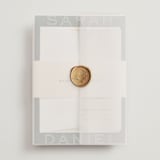 "Top to Bottom" - Wedding Invitations in Evergreen by Kindred Fields - Assembled with Vellum Wrap and Wax Seal