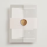 "Martini" - Wedding Invitations in Olive by Pixel and Hank - Assembled with Vellum Wrap and Wax Seal