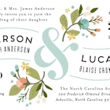 "Floral Ampersand" - Wedding Invitations in Sea Breeze by Jennifer Wick - Close-Up