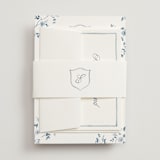 "Wildflower Corners" - Wedding Invitations in Bluebell by Everett Paper Goods - Assembled with Belly Band