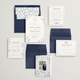 "Wildflower Corners" - Wedding Invitations in Bluebell by Everett Paper Goods - Invitation Suite