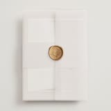 "Arch Monogram" - Wedding Invitations in Dusty Rose by Kelly Schmidt - Assembled with Vellum Wrap and Wax Seal