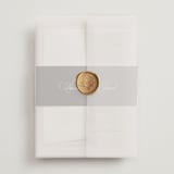 "Sibonie" - Wedding Invitations in Ivory by Melanie Kosuge - Assembled with Vellum Wrap and Wax Seal