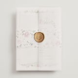 "Ornate" - Wedding Invitations in Peony by Sarah Knight - Assembled with Vellum Wrap and Wax Seal