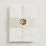 "Palm Monogram" - Wedding Invitations in Leaf by Olivia Raufman - Assembled with Vellum Wrap and Wax Seal