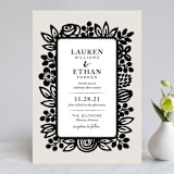 "Modern Floral Frame" - Wedding Invitations in Champagne by Faith Harlow - Front