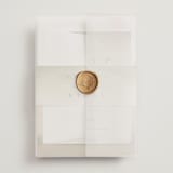 "Pastel Sky" - Wedding Invitations in Moss by Hannah Williams - Vellum Wrap with Wax Seal