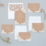 "Lace and Kraft" - Wedding Invitations in Kraft by Katharine Watson - Invitation Suite