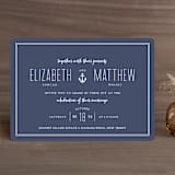 "Down by the Sea" - Wedding Invitations in Marine by Sandra Picco Design - Front