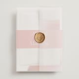 "Flamenco" - Wedding Invitations in Hibiscus by Catherine Culvenor - Assembled with Vellum Wrap and Wax Seal