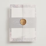 "Romantic Florals" - Wedding Invitations in Violet by Hooray Creative - Assembled with Vellum Wrap and Wax Seal