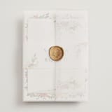 "Secret Garden" - Wedding Invitations in Daisy by Susan Moyal - Assembled with Vellum Wrap and Wax Seal
