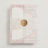 "Japanese Textile" - Wedding Invitations in Rose by Jennifer Holbrook - Assembled with Vellum Wrap and Wax Seal