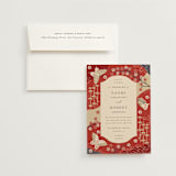 "Japanese Textile" - Wedding Invitations in Rose by Jennifer Holbrook - Invitation with Envelope