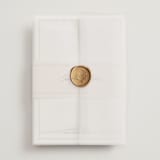 "Monogramed" - Wedding Invitations in Blush by Susan Moyal - Assembled with Vellum Wrap and Wax Seal