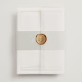 "Court" - Wedding Invitations in Leaf by Kate Ahn - Assembled with Vellum Wrap and Wax Seal