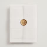 "SoHo" - Wedding Invitations in Silk by Kelly Schmidt - Assembled with Vellum Wrap and Wax Seal