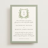 "Greenery crest" - Wedding Invitations in Sage by Sarah Knight - Front
