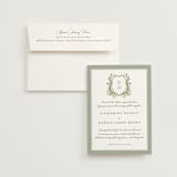 "Greenery crest" - Wedding Invitations in Sage by Sarah Knight - Invitation with Envelope