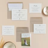 "Classic Monogram" - Wedding Invitations in Cream by Carolyn MacLaren - Invitation Suite