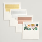 "Floral Splash" - Wedding Invitations in Wheat by Keen Peachy - Envelope Liner Options