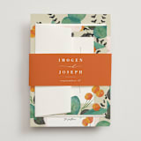 "Floral Splash" - Wedding Invitations in Wheat by Keen Peachy - Assembled with Belly Band
