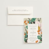 "Floral Splash" - Wedding Invitations in Wheat by Keen Peachy - Invitation with Envelope