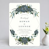 "Echeveria" - Wedding Invitations in Prussian Blue by Susan Moyal - Front