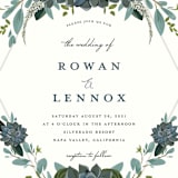 "Echeveria" - Wedding Invitations in Prussian Blue by Susan Moyal - Close-Up