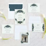 "Echeveria" - Wedding Invitations in Prussian Blue by Susan Moyal - Invitation Suite